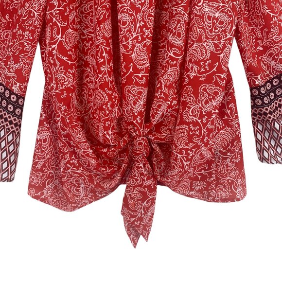 boho bell sleeve 3/4 length printed blouse top size xl George - Picture 10 of 15